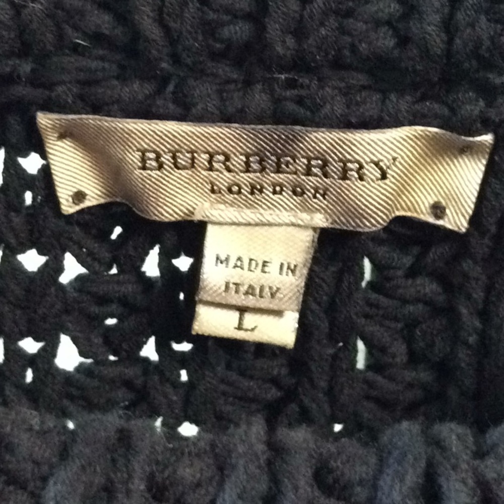 VTG Navy Burberry Unisex Cotton Crewneck Sweater Large - Picture 2 of 16